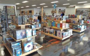 store interior with board games on stand displays at punkouter games gainesville