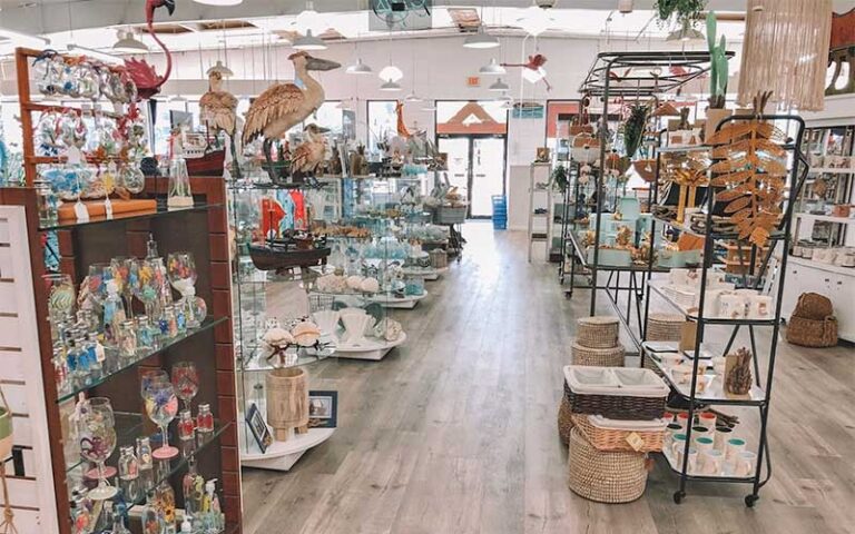 store interior with sculptures and souvenirs at shipwreck ltd panama city beach