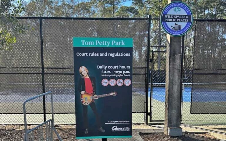 tom petty sign outside tennis courts at tom petty park gainesville