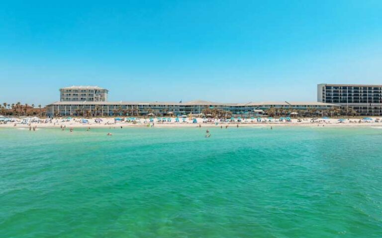 view from ocean of beachfront resort at the sandpiper beacon beach resort panama city beach