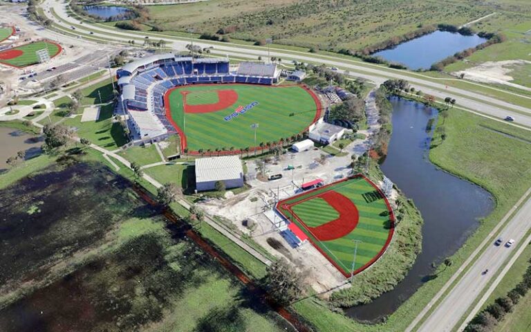 aerial of new baseball fields at usssa space coast complex melbourne