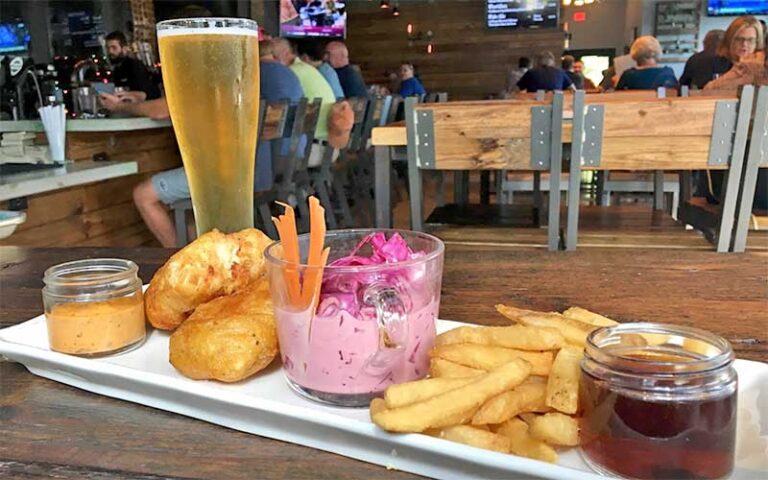 appetizer sampler with beer on table at playalinda brewing company titusville