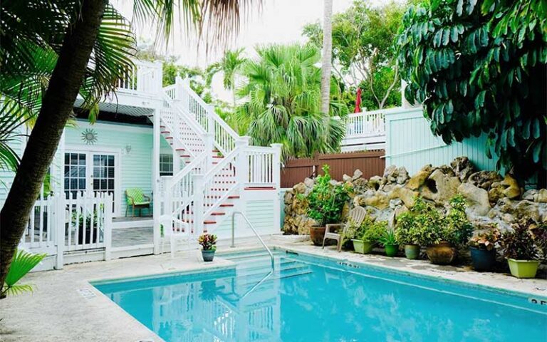 backyard pool area with stairs at casablanca hotel key west