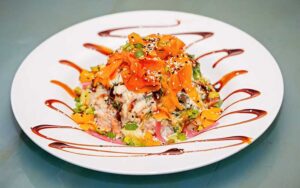 crab cake poke bowl at kaya island eats key west