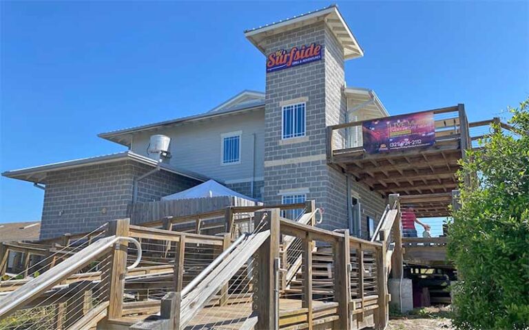 daytime exterior from beach of surfside restaurant at sebastian inlet state park melbourne beach