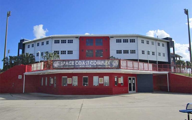 daytime exterior of stadium entrance at usssa space coast complex melbourne