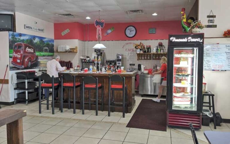 diner interior with bar seating and americana decor at southern charm cafe cape canaveral