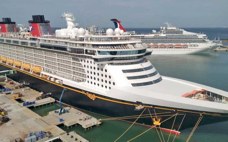 disney and caribbean cruise ships at dock at port canaveral space coast