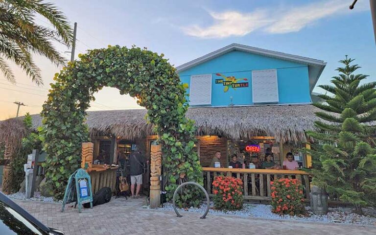 exterior of restaurant with patio area at the tiny turtle cocoa beach