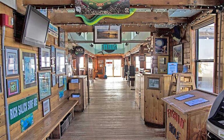 foyer of restaurant with seating area at pier 62 oceanfront restaurant bar cocoa beach