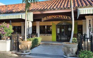 front exterior entrance of awning restaurant at hemingways tavern melbourne