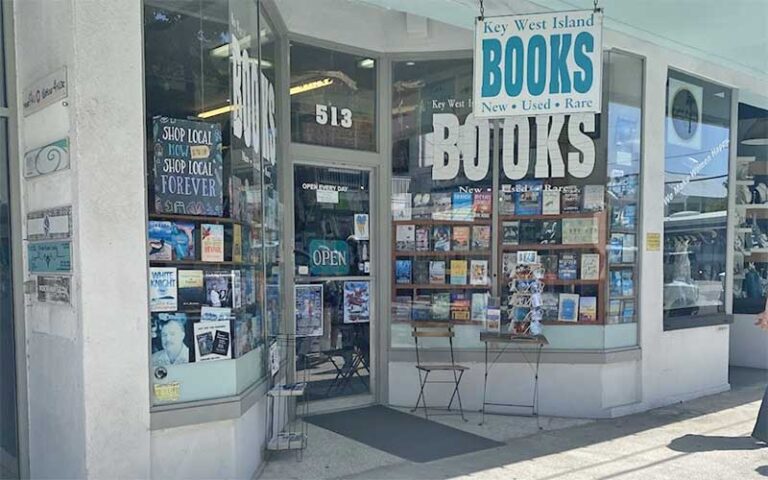 front exterior of store with sidewalk and entrance at key west island bookstore