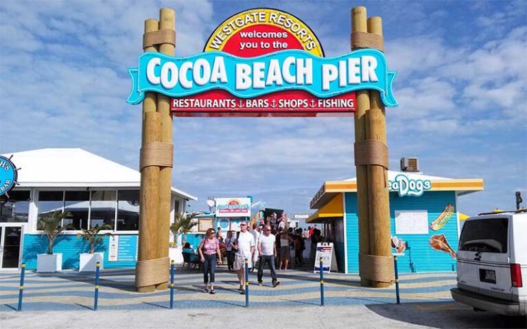 gateway and sign for westgate pier at cocoa beach space coast