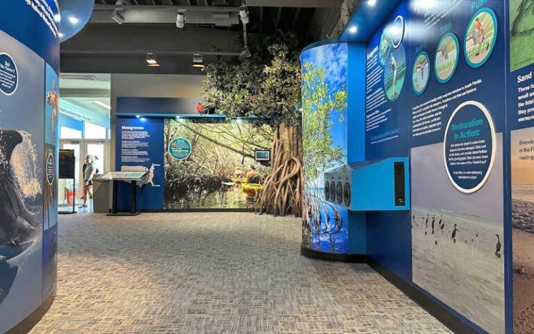 hallway between exhibits about florida plantlife at florida keys eco discovery center key west