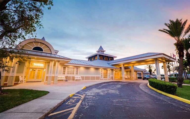 hotel exterior with twilight sky at radisson resort at the port cape canaveral