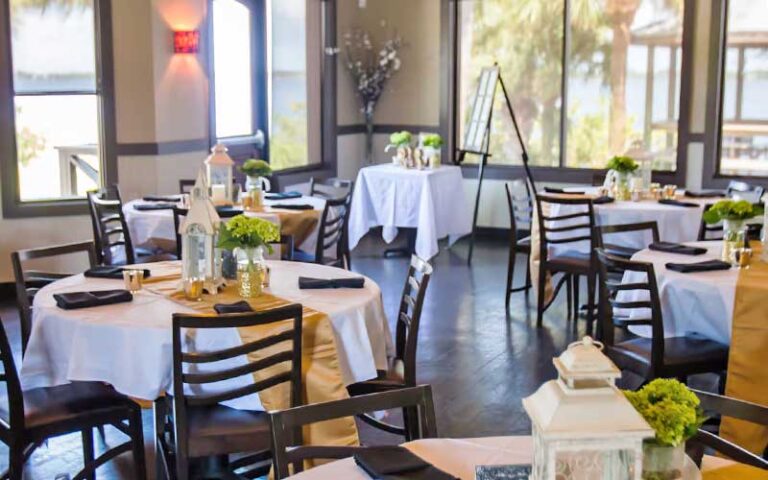 interior dining room with view at river rocks rockledge