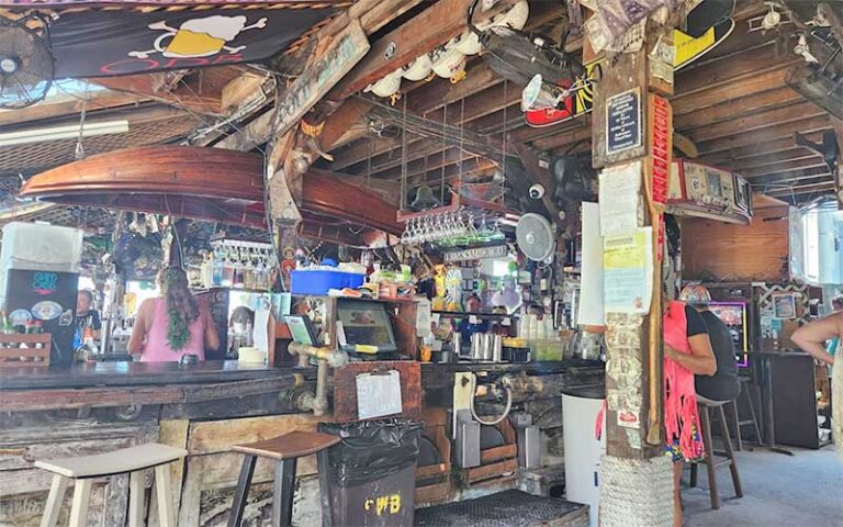 interior of eclectic bar at schooners wharf bar key west