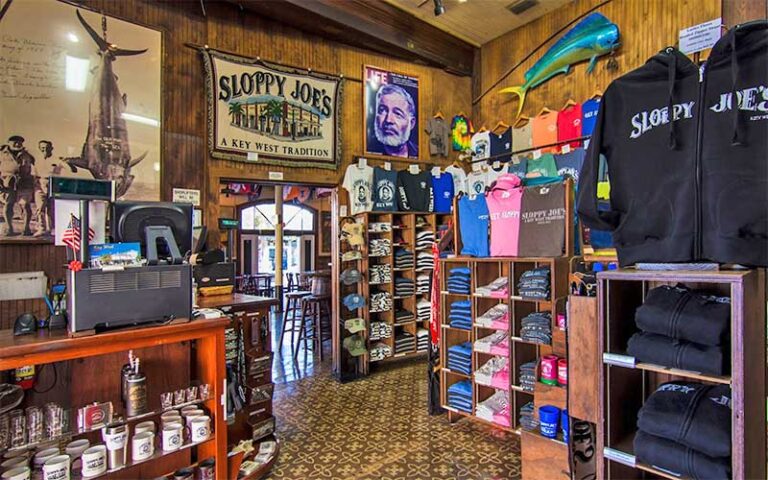 interior of gift shop area with merchandise at sloppy joes bar key west