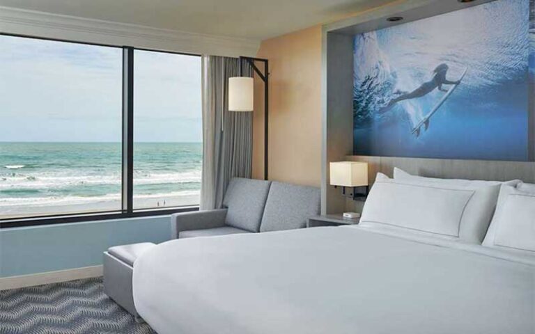 king bed suite with ocean view at hilton cocoa beach oceanfront