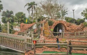 mini golf course with tunnel and steps at gator n golf cape canaveral