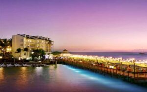 night view of hotel with pier at ocean key resort spa key west