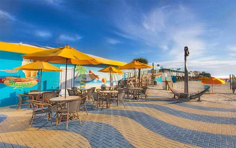 plaza with hot dog stand pier and anchor at westgate cocoa beach pier