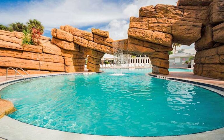 pool with rock wall and waterfall at radisson resort at the port cape canaveral