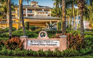 resort building exterior from street with sign at doubletree by hilton grand resort key west