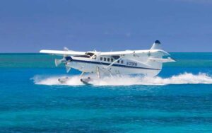 seaplane landing on water with splash at key west seaplane adventures