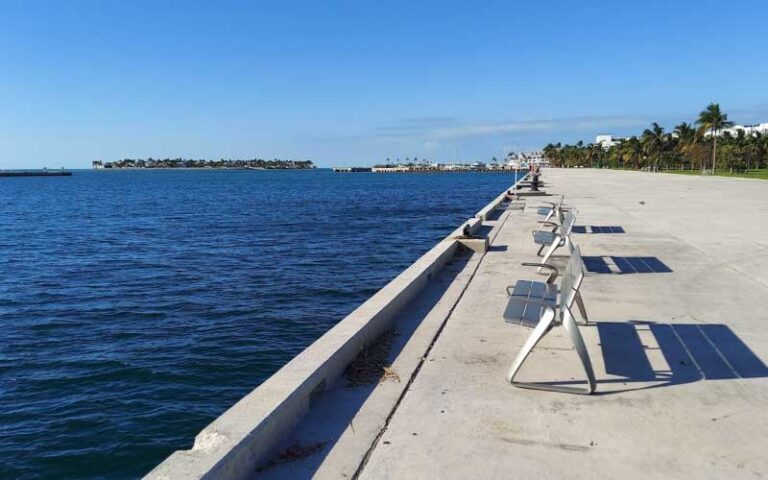 seawall with pier and benches at truman waterfront park key west