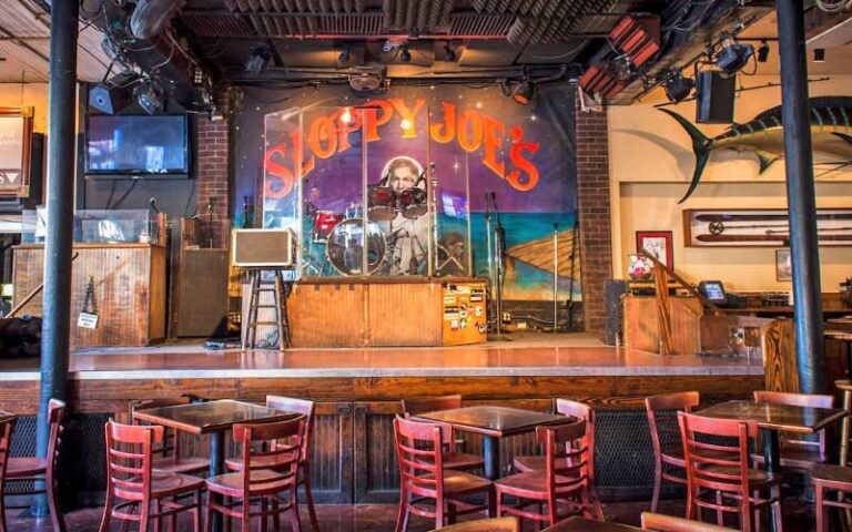 stage area in restaurant with tables at sloppy joes bar key west