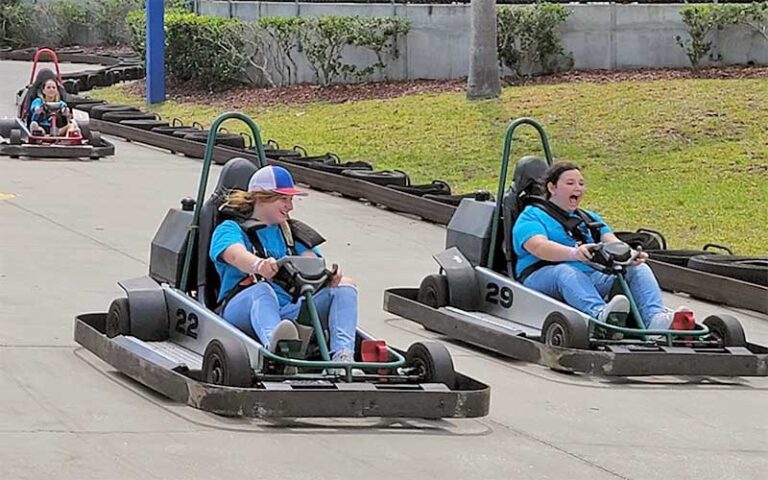 teens driving karts on track at andretti thrill park melbourne