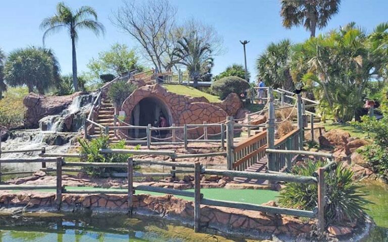 waterfall feature in mini golf course at gator n golf cape canaveral