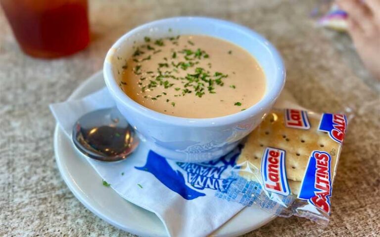 bowl of clam chowder at anna maria oyster bar at the pier bradenton beach