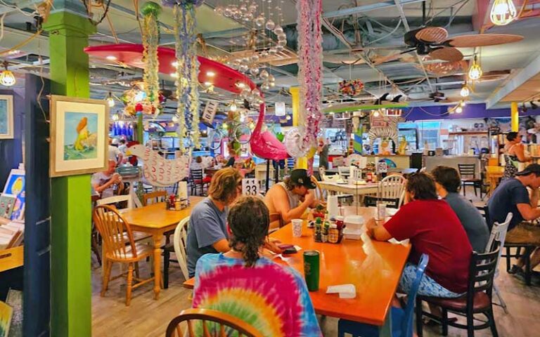 dining room interior with eclectic decor at ginnys jane es cafe gifts anna maria island