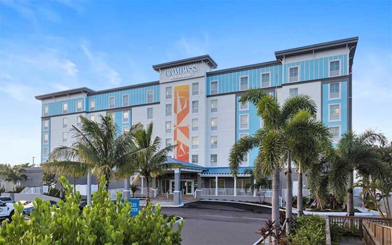 exterior of high rise hotel at compass hotel anna maria sound by margaritaville bradenton