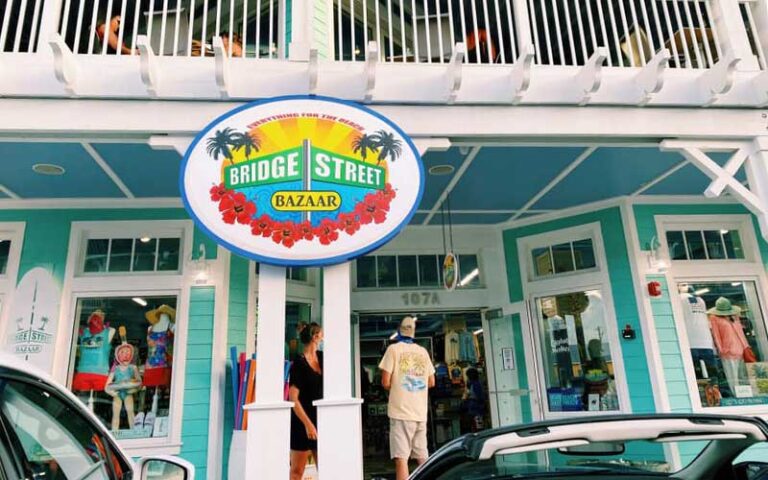 exterior store front with balcony and entrance at bridge street bazaar bradenton beach anna maria island