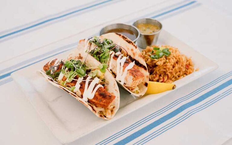 fish tacos entree with sides at sandbar seafood spirits anna maria island