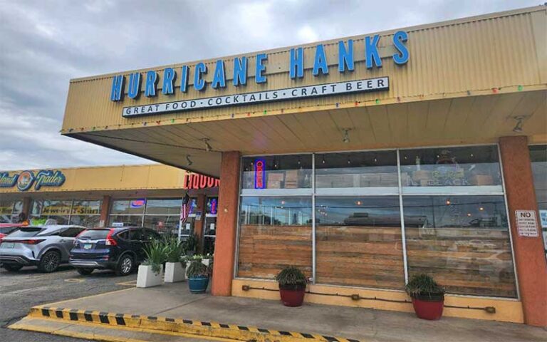 front exterior of restaurant building with entrance at hurricane hanks holmes beach anna maria island