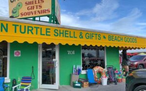 front exterior of store with awning at green turtle shell gift shop bradenton beach