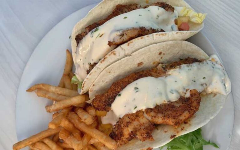 grouper tacos and fries at hurricane hanks holmes beach anna maria island