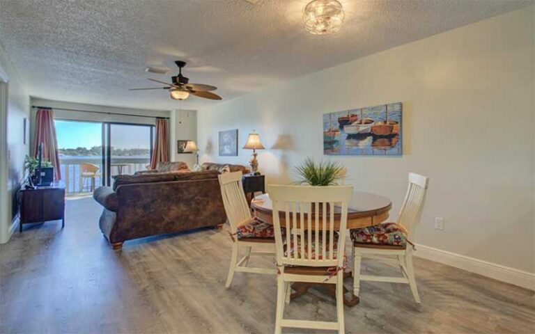 living room and dinette area with patio at silver surf anna maria island at bradenton beach