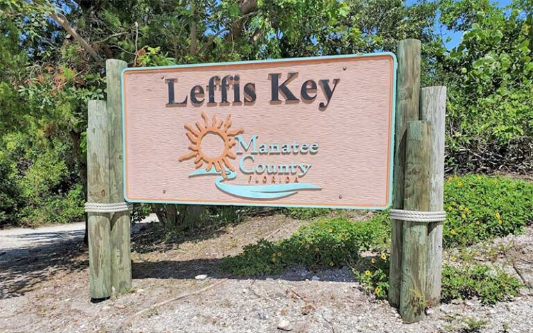 roadside county park sign with trees at leffis key preserve bradenton beach anna maria island