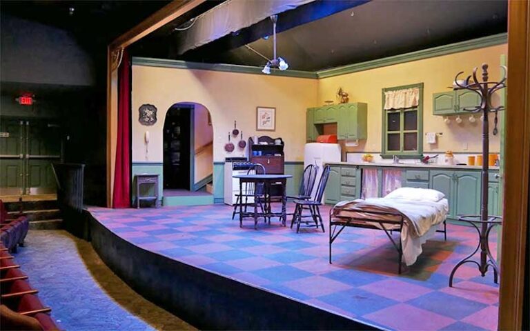 small theater stage with kitchen setting at the island players anna maria