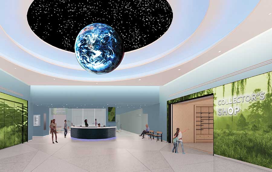 artist rendering of lobby concept for expansion of florida museum of natural history gainesville